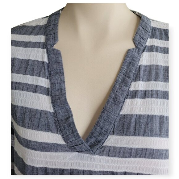 COURT & ROWE Blue Striped Cotton Blouse M - Picture 5 of 12